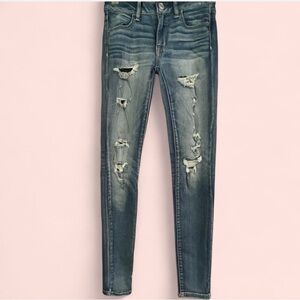 American Eagle Outfitters Ripped Blue Skinny Jeans